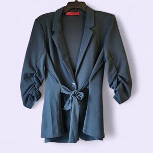 LOVE SCARLETT Blazer Large Workwear Stretchy Dark Teal 3/4 Sleeve
